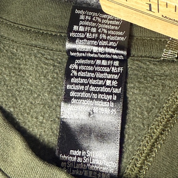 Victoria Sport Top Womens L/G Olive Green Long Sleeve Back Cutout Sweatshirt - Picture 5 of 9